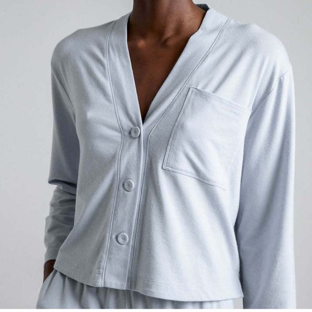 Lunya Slumberknit Long Sleeve Cardigan Light Blue Lounge XL